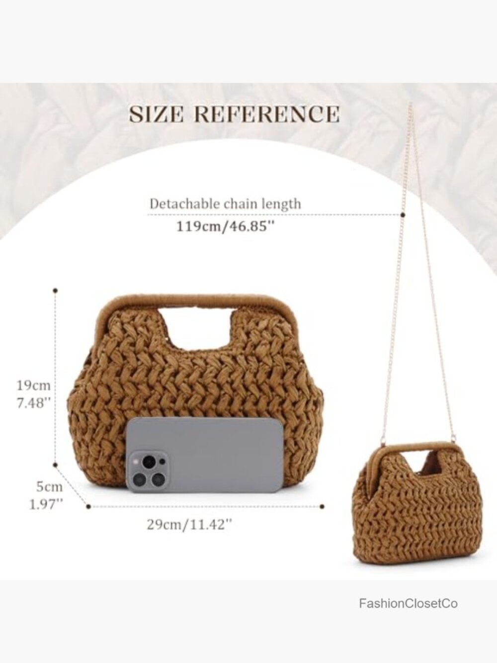 Straw Clutch Purse for Women Summer Beach Woven Bags Top Handle Crossbody - Picture 3 of 7